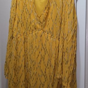 Altar'd State Yellow and Silver Mini Dress